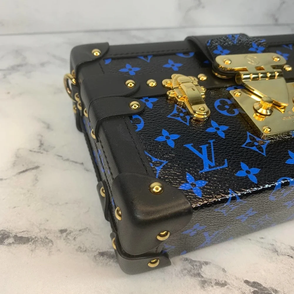 Louis Vuitton Petite Malle Trunk Crossbody shoulder bag Blue/Black Monogram LV
